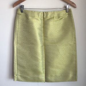 Crew Metallic green gold pencil skirt